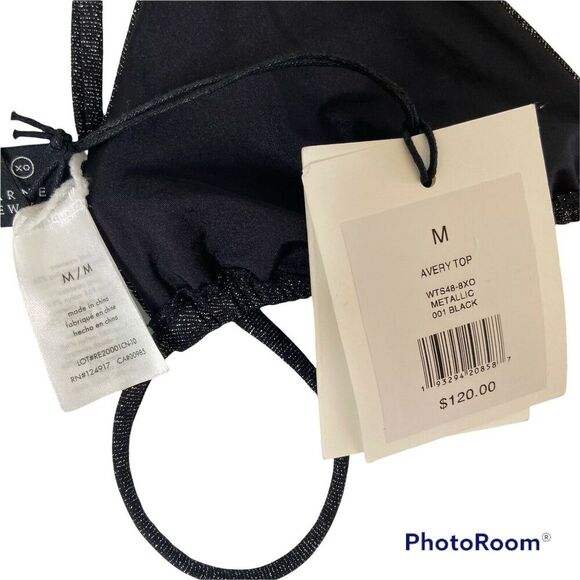 Onia Avery Bikini Top Black Metallic Size Medium - Picture 5 of 11